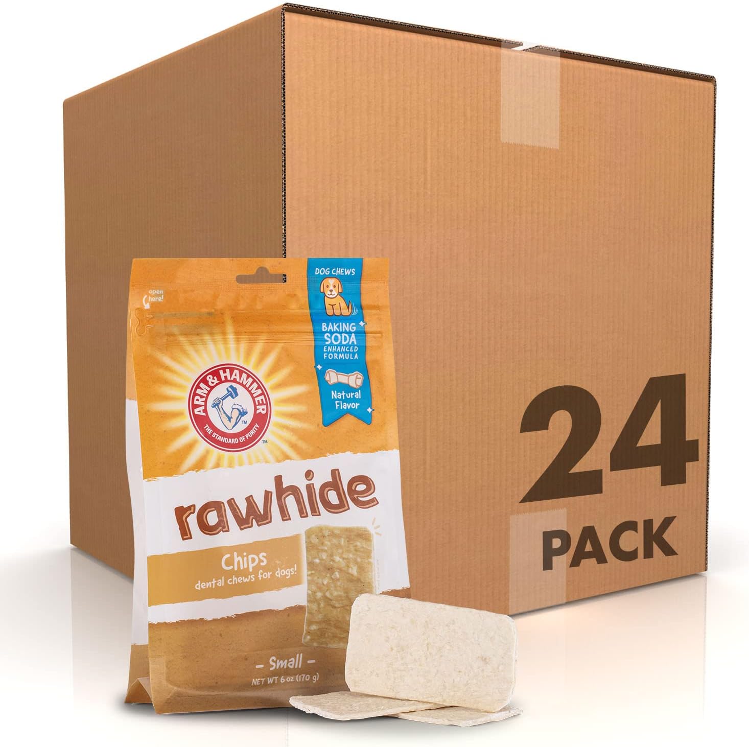 Arm & Hammer for Pets Rawhide Chips for Dogs | Real Dog Rawhide Chews with Beef Coating and Arm and Hammer Baking Soda Enhanced Formula for Fresh Dog Breath (Pack of 1, 12 Count Total) - Image 10