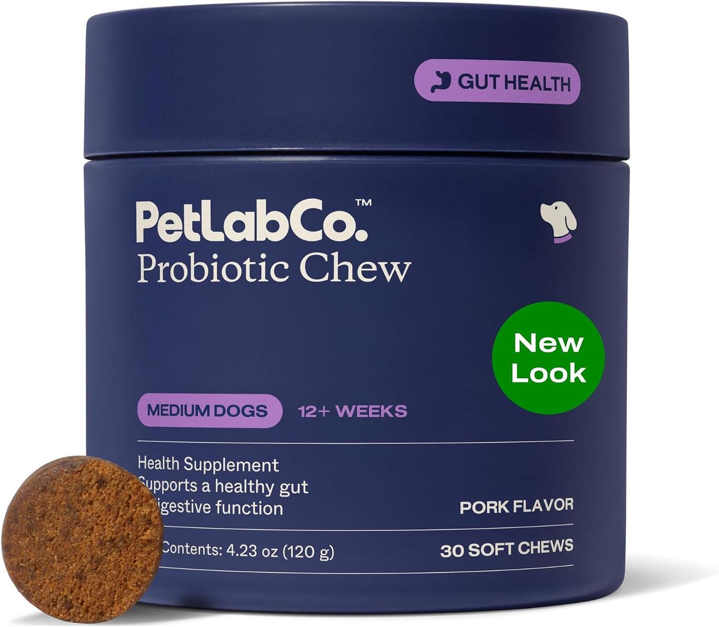 PetLab Co. tribiotic formula packaging details showing prebiotic inulin for seasonal dog allergies