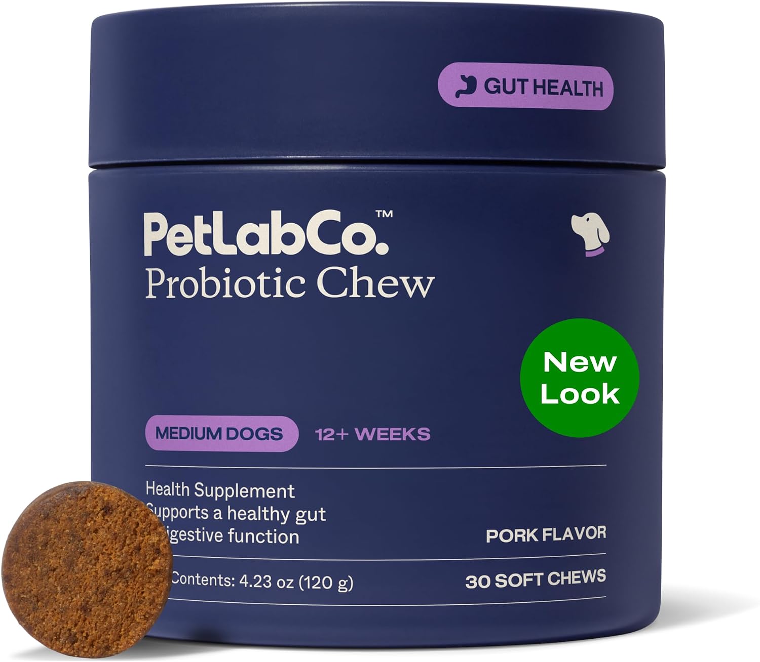 PetLab Co. tribiotic formula packaging details showing prebiotic inulin for seasonal dog allergies
