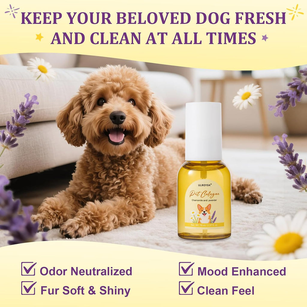 Compact travel sized pet grooming cologne bottle for daily coat freshness.