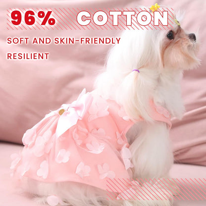 Laifug puppy print princess dog dress floral applique detail