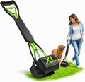 WUDENO folding dog pooper scooper front view showcasing the green jaw mechanism.