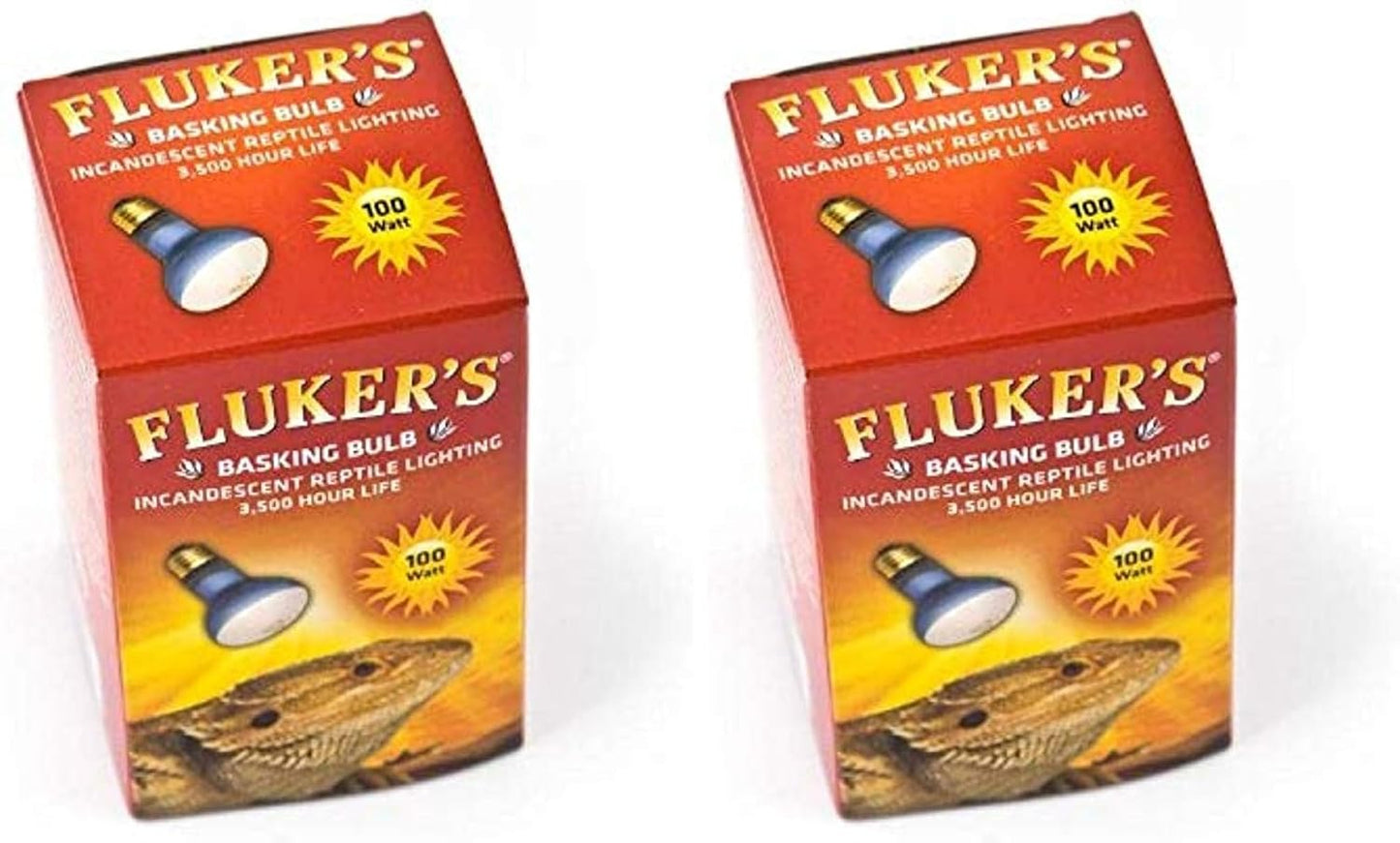 Fluker's 100W reptile heat lamp bulb in clear glass finish showing the premium internal filament.