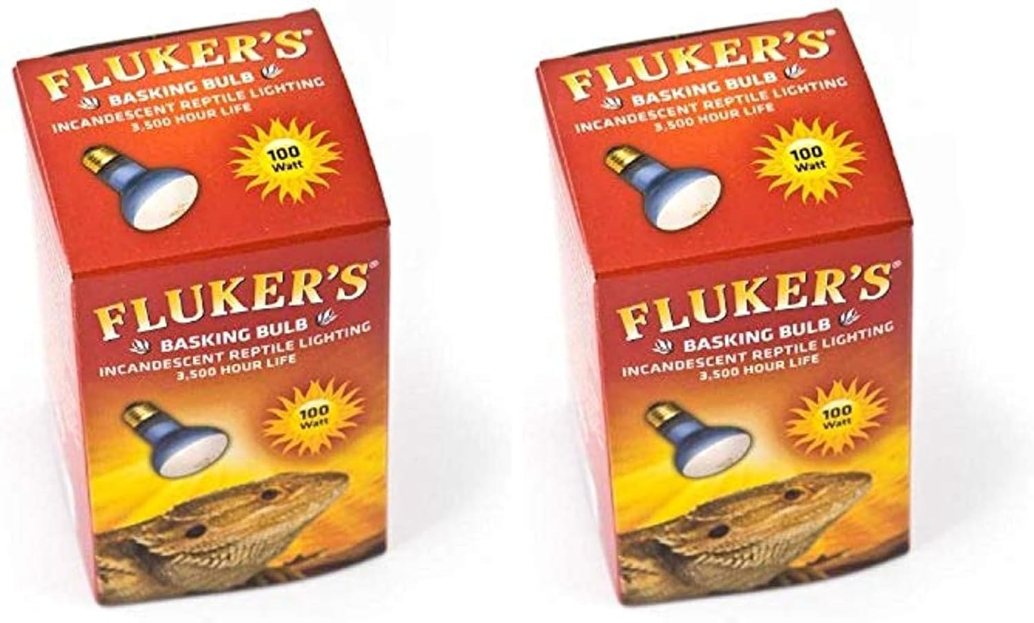 Fluker's 100W reptile heat lamp bulb in clear glass finish showing the premium internal filament.