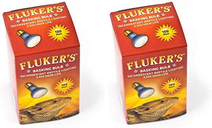 Fluker's 100W reptile heat lamp bulb in clear glass finish showing the premium internal filament.