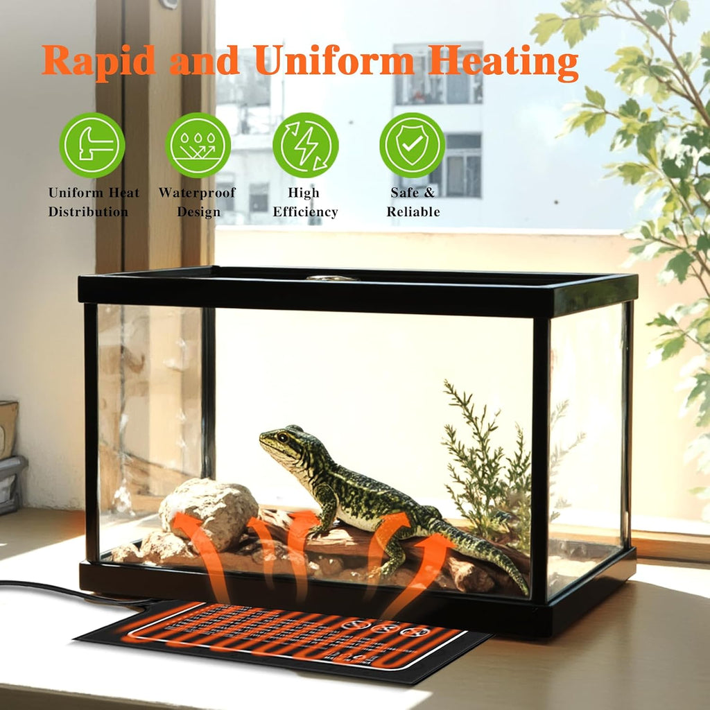COSYTOUR 24 Watt terrarium heating mat displayed flat to demonstrate the full length coverage.