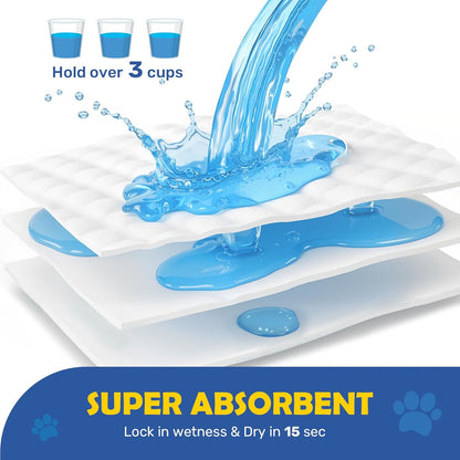 FluffyDream blue dog potty training sheet placed on hardwood floor for leak protection