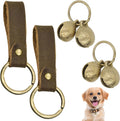 CYUXING brass dog bells with leather accessories front view on pet collar