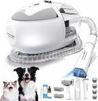 Emorefun Pawimood pet grooming vacuum front view showing compact white design and canister