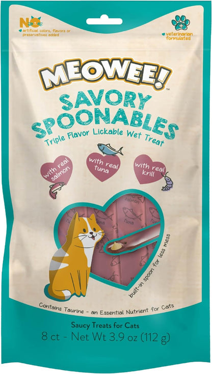 MEOWEE! Savory Spoonables Variety Pack, 12 Count Tube, Triple Flavor Squeezable Lickable Wet Treats for Cats with Built-in Spoon for Less Mess - Image 13