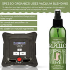 Spesso Organics flea and tick spray being used on a dog