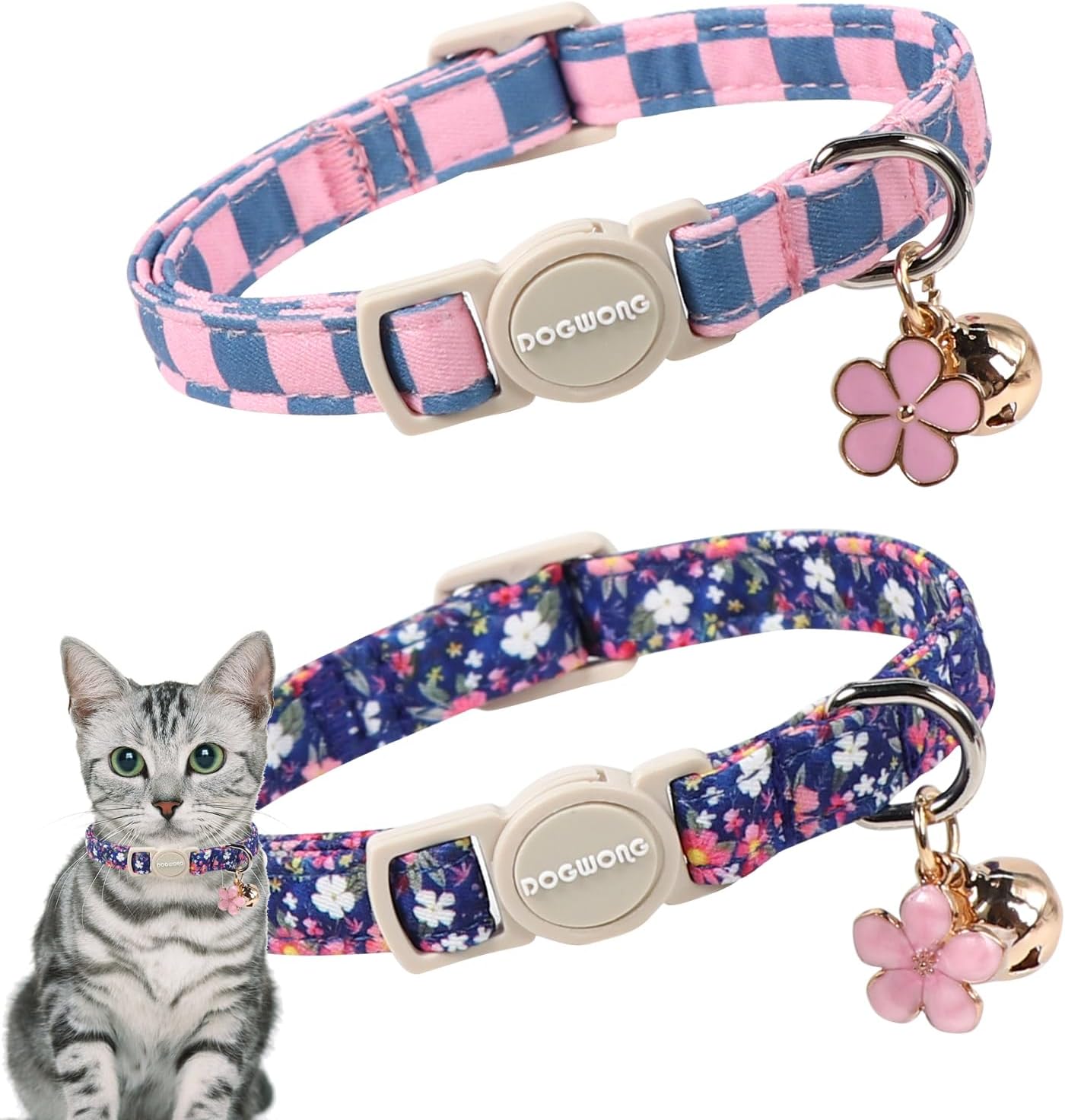 Cat Collar,2 Pack White Hemp Cat Collars Breakaway with Bell, DOGWONG Safety Buckle Wedding Cat Collar for Girl Boy Cats and Small DogsAdjustable 7-12 Inch,Pet Supplies Accessories - Image 12