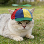 Niceyst rainbow helicopter hat for pets on model