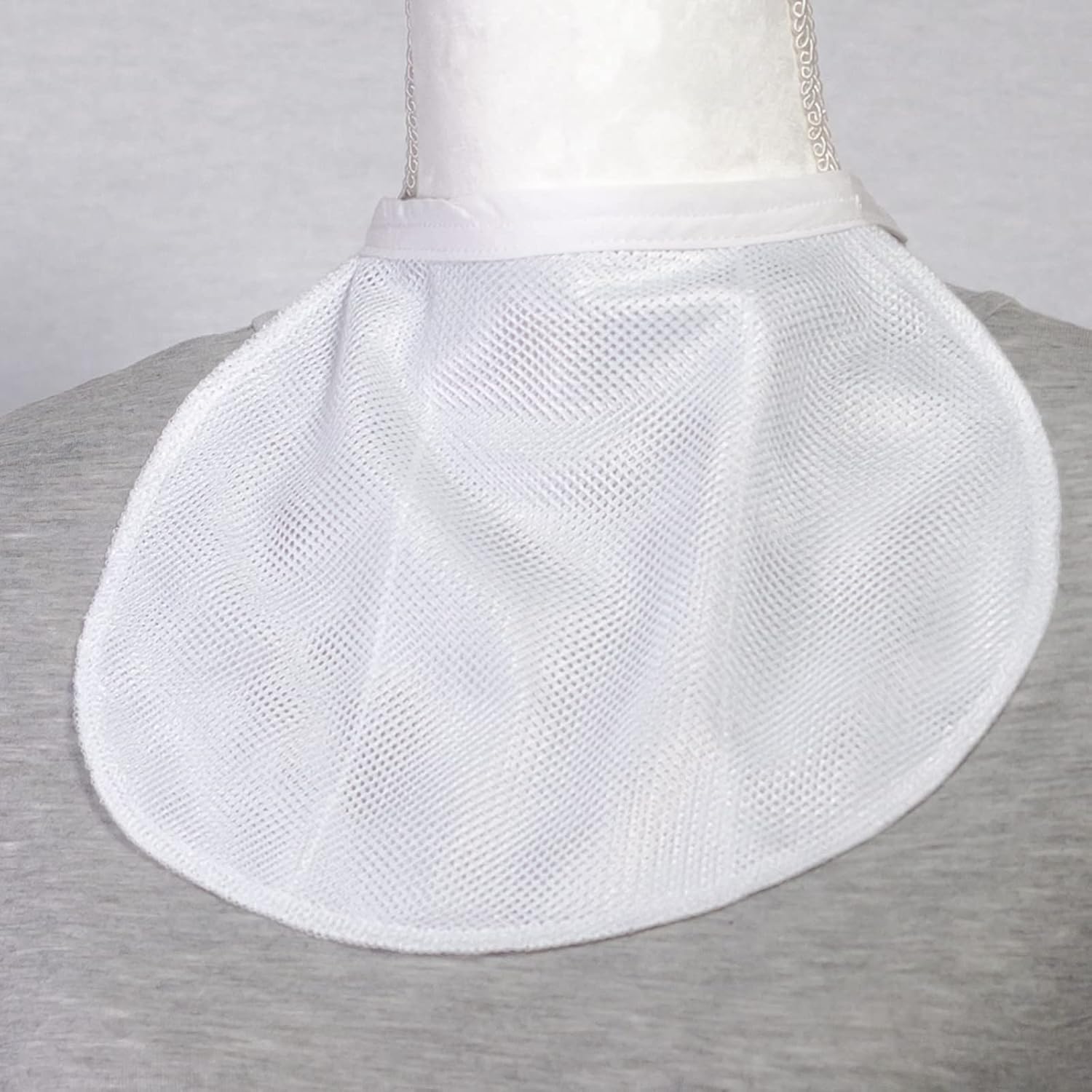 Romet Blouse-Neck Stoma Cover White front view for discreet neck protection.