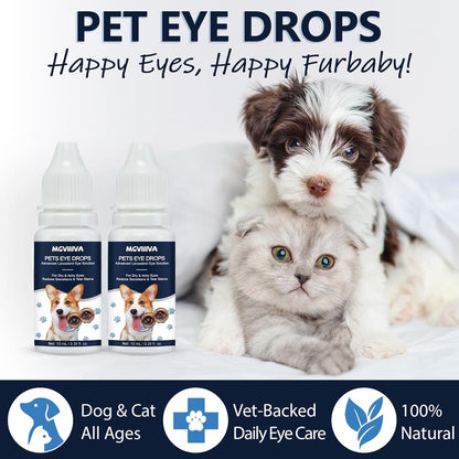 Imported USA pet health care eye drops showing clear solution liquid details