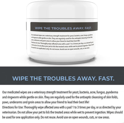 Soothing aloe enriched antibacterial wipes for dogs and cats