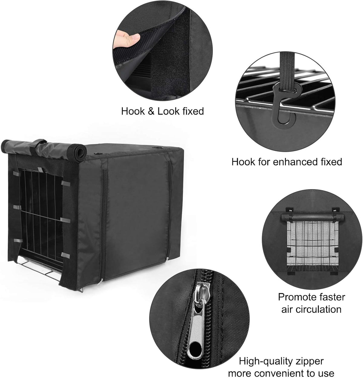 Femuar forty two inch dog cage cover with double door open