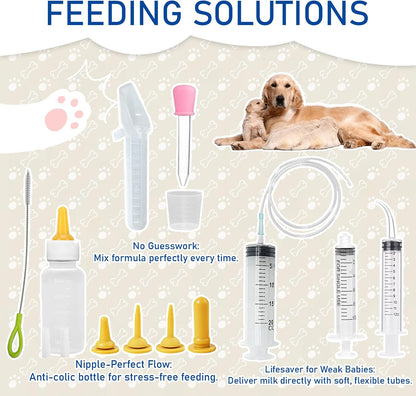 Twelve multicolored nylon puppy whelping collars and record keeping charts for tracking litter growth.