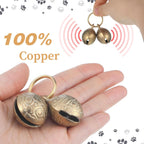 Two brass pet bells with keychain for dog training