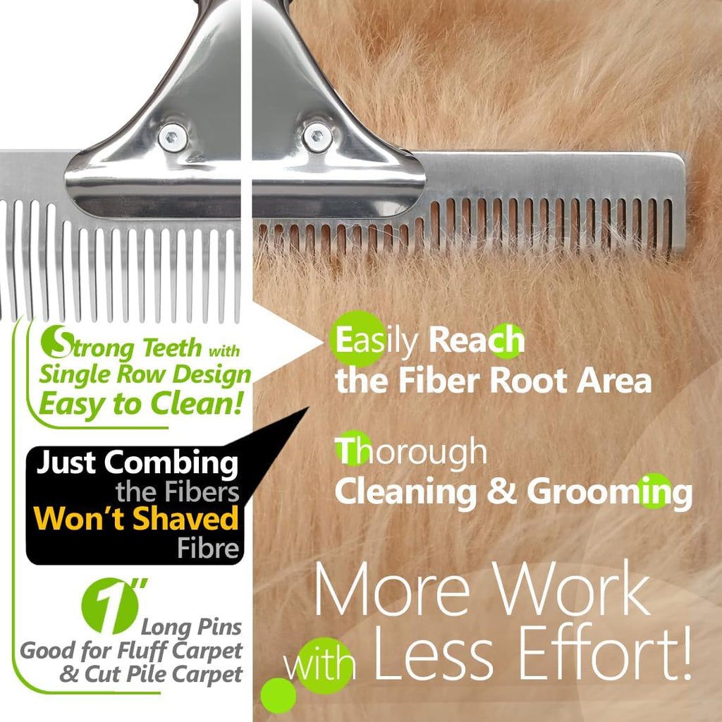 Zemozen carpet rake with extendable handle cleaning stairs