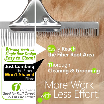 Zemozen carpet rake with extendable handle cleaning stairs