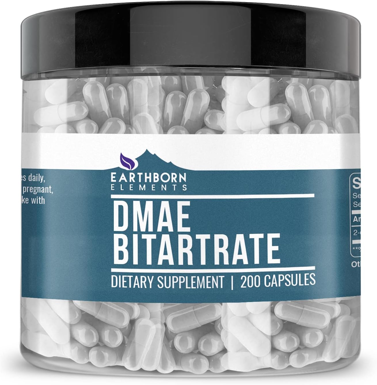 Earthborn Elements DMAE Bitartrate 200 Capsules front view premium cognitive supplement bottle