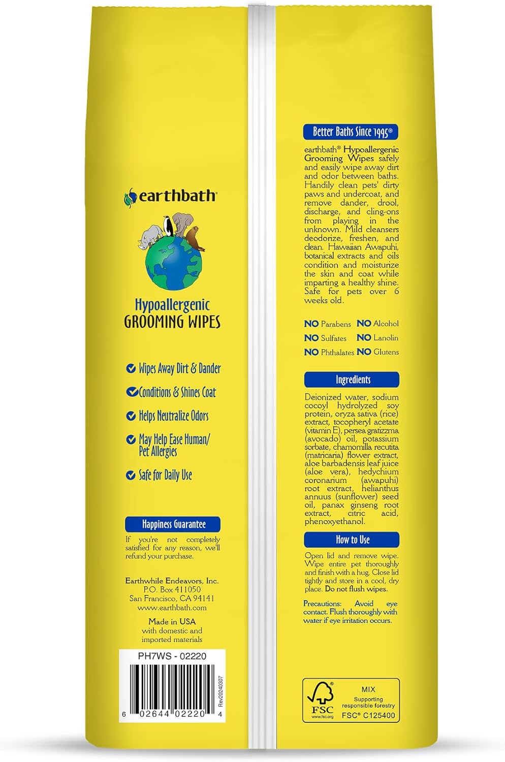 Two packs of Earthbath fragrance free pet wipes side by side