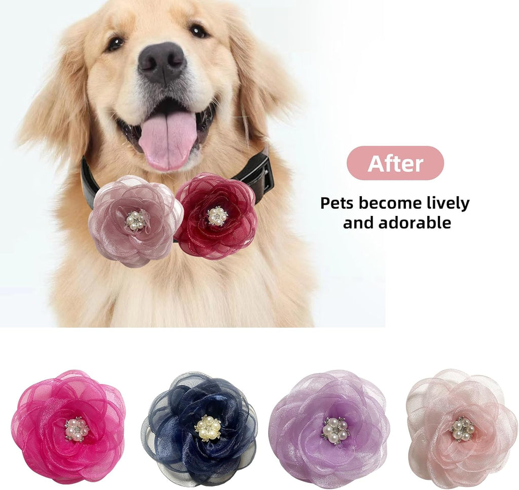 Six different colors of UBQUBQ decorative flower charms displayed together for comparison