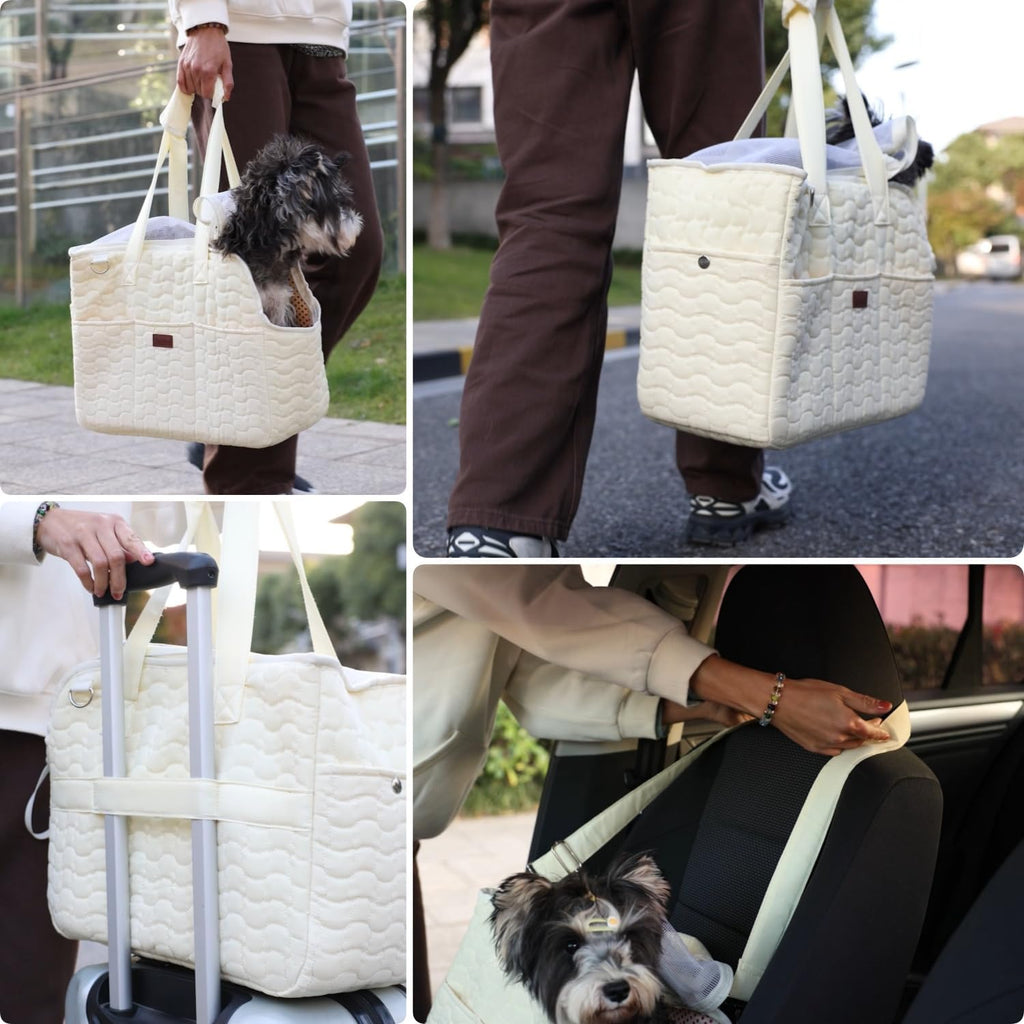 Small Dog Purse Rabbits Carrier Bag,Adult Cat/Puppy Carriers Bunny Bag with Multiple Pockets,Breathable Mesh Soft Cushion,Traveling Pets Tote Picnic Outdoor 15lb (Grey2, Large) - Image 3