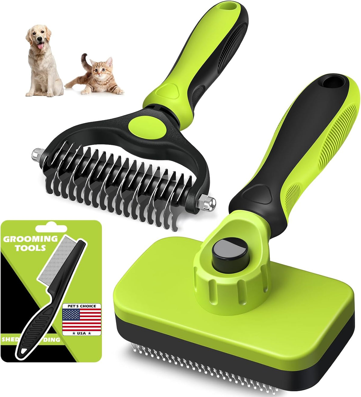 Professional 3PCS Self Cleaning Slicker Brush & Pet Grooming Rake & Flea Comb for Dogs,Cats and Horses | Double-Sided Dematting Comb & Skin Friendly Deshedding Grooming Tool | Pet Supplies (Blue) - Image 11