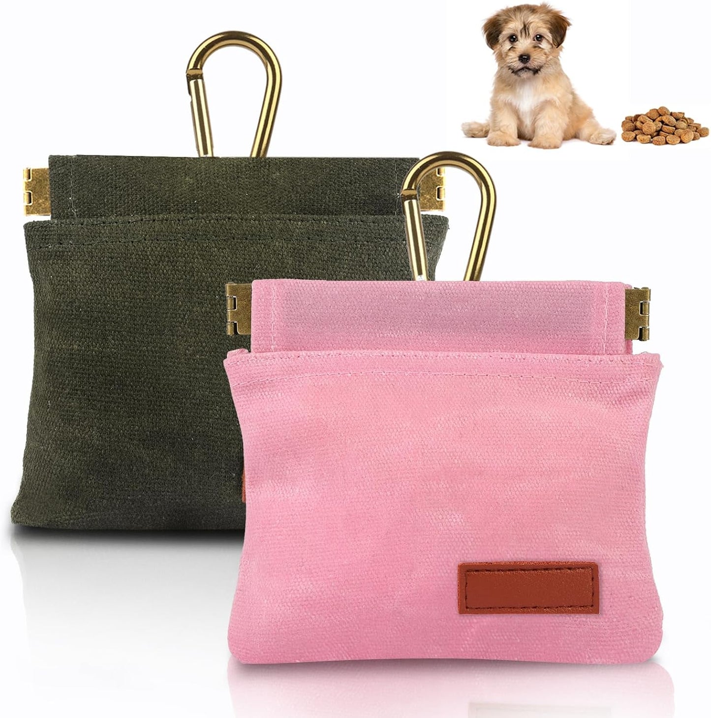 2Pcs Dog Treat Pouches for Pet Training, Hand Free Puppy Dogs Treat Bag with Carabiner, Portable Auto Closing Pet Dog Walking Bag for Travel or Outdoor Use, Pets Feed Snack Reward Pocket- Black, Green - Image 13