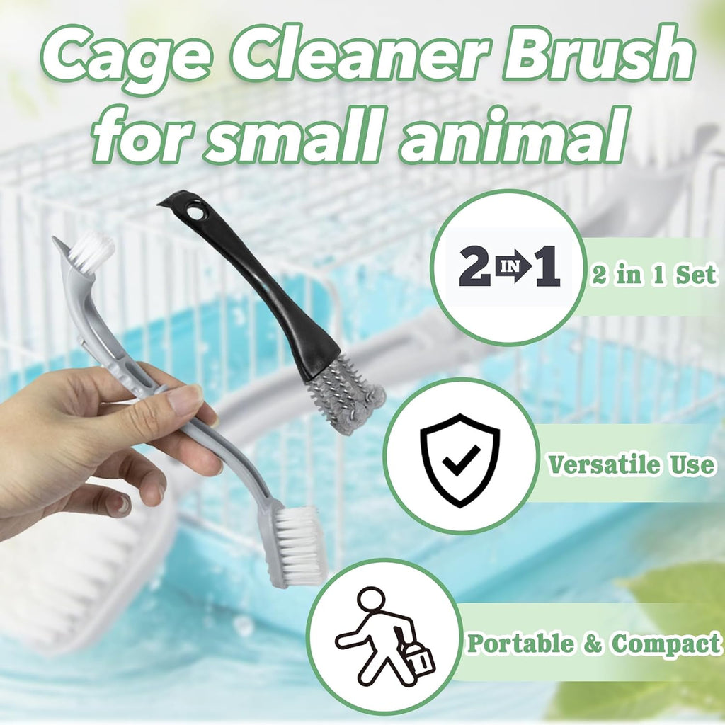 Curved brush head scrubbing parrot perch