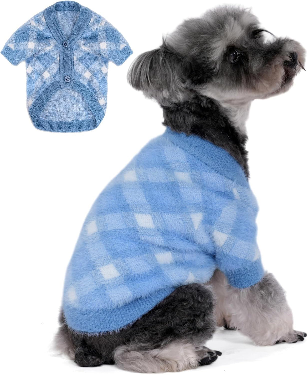 Dog Sweater, Sweaters for Small Dogs, 2, 3 Pack Warm Soft Pet Clothes for Puppy, Medium Large Cat, Dogs Girl or Boy, Dog Shirt for Winter Christmas (Buckle Grey+Navy+Blue, Large) - Image 11
