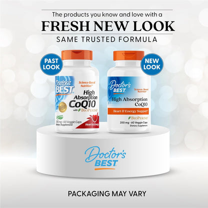 Doctor's Best Coenzyme Q10 with BioPerine nutritional ingredients and supplement facts label