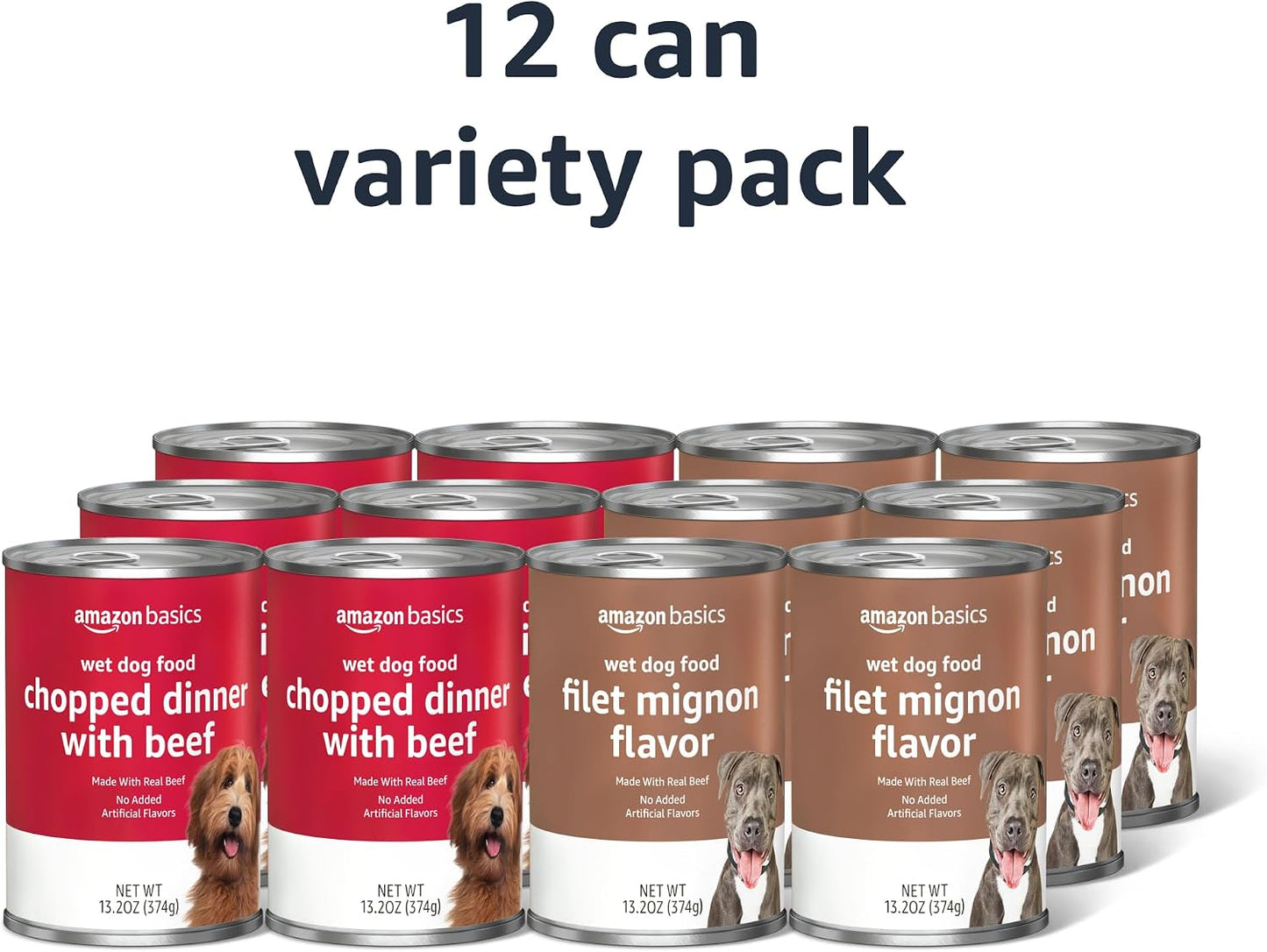Amazon Basics wet dog food variety pack canned food filet mignon flavor