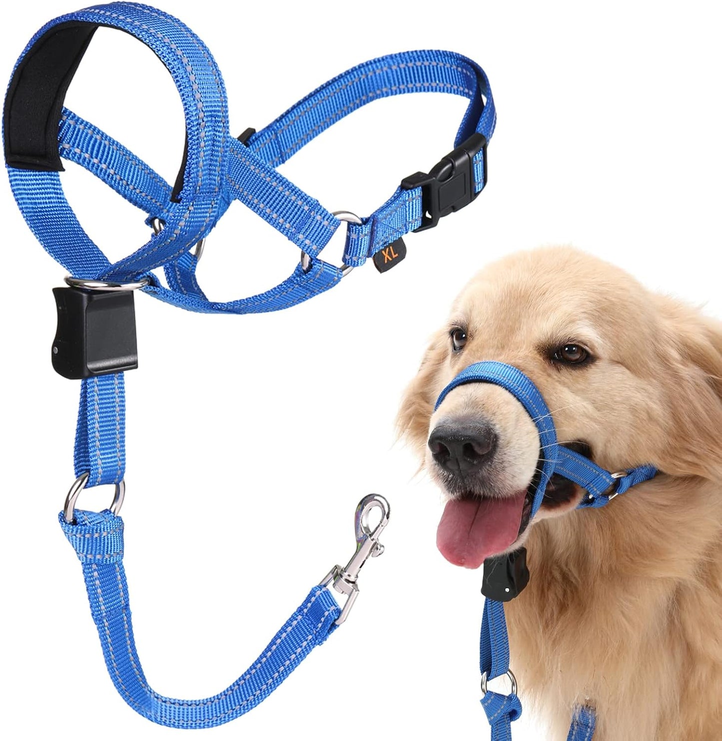 Barkless no pull dog head collar front view