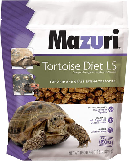 Mazuri Low Starch Tortoise Diet 12 Ounce front view packaging