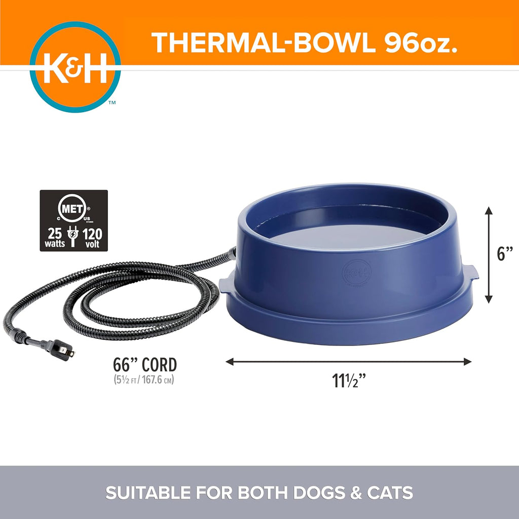 K&H Pet Products Thermal Bowl close up of the steel wrapped anti chew electrical cord