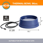 K&H Pet Products Thermal Bowl close up of the steel wrapped anti chew electrical cord