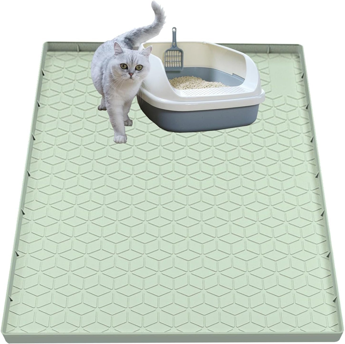 Cat Litter Mat for Litter Box, Silicone Large Cat Litter Trapping Mat - 34x22 in, Waterproof & Non-Slip, Durable & Easy Clean, Gray - Image 11