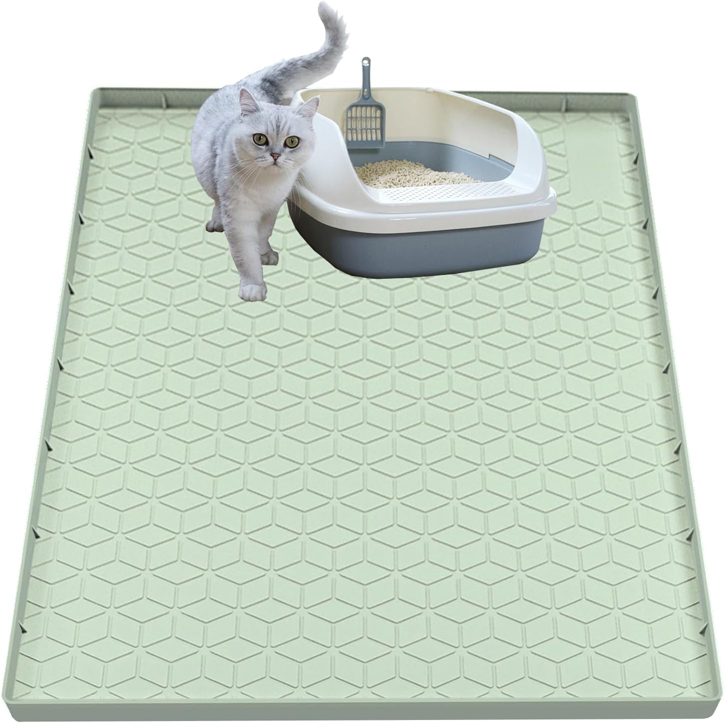 Cat Litter Mat for Litter Box, Silicone Large Cat Litter Trapping Mat - 34x22 in, Waterproof & Non-Slip, Durable & Easy Clean, Gray - Image 11