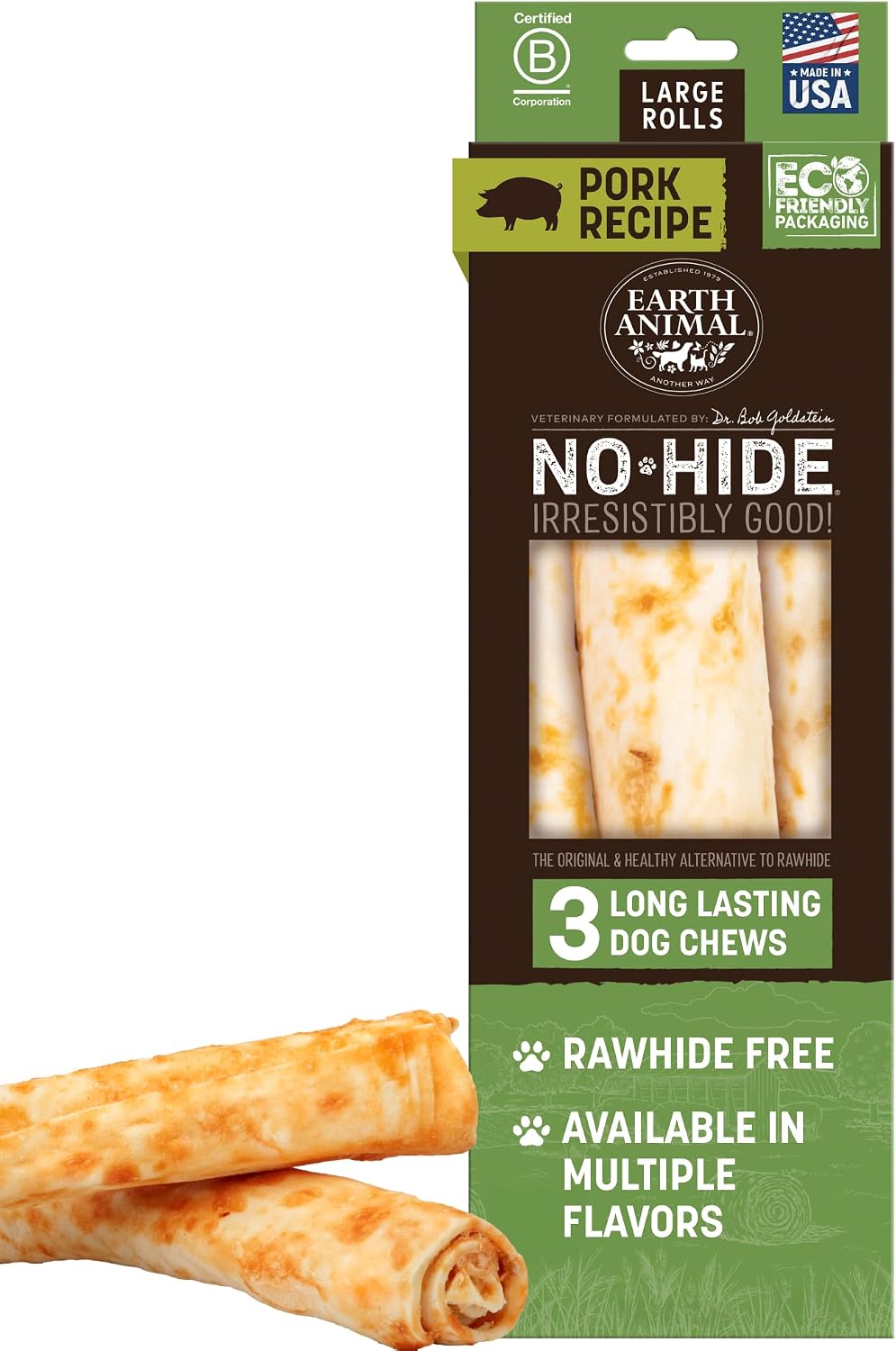 Earth Animal No Hide Chews - Long Lasting Rawhide Free Large Dog Chews Rolls, Chicken - 2 Count - Image 15