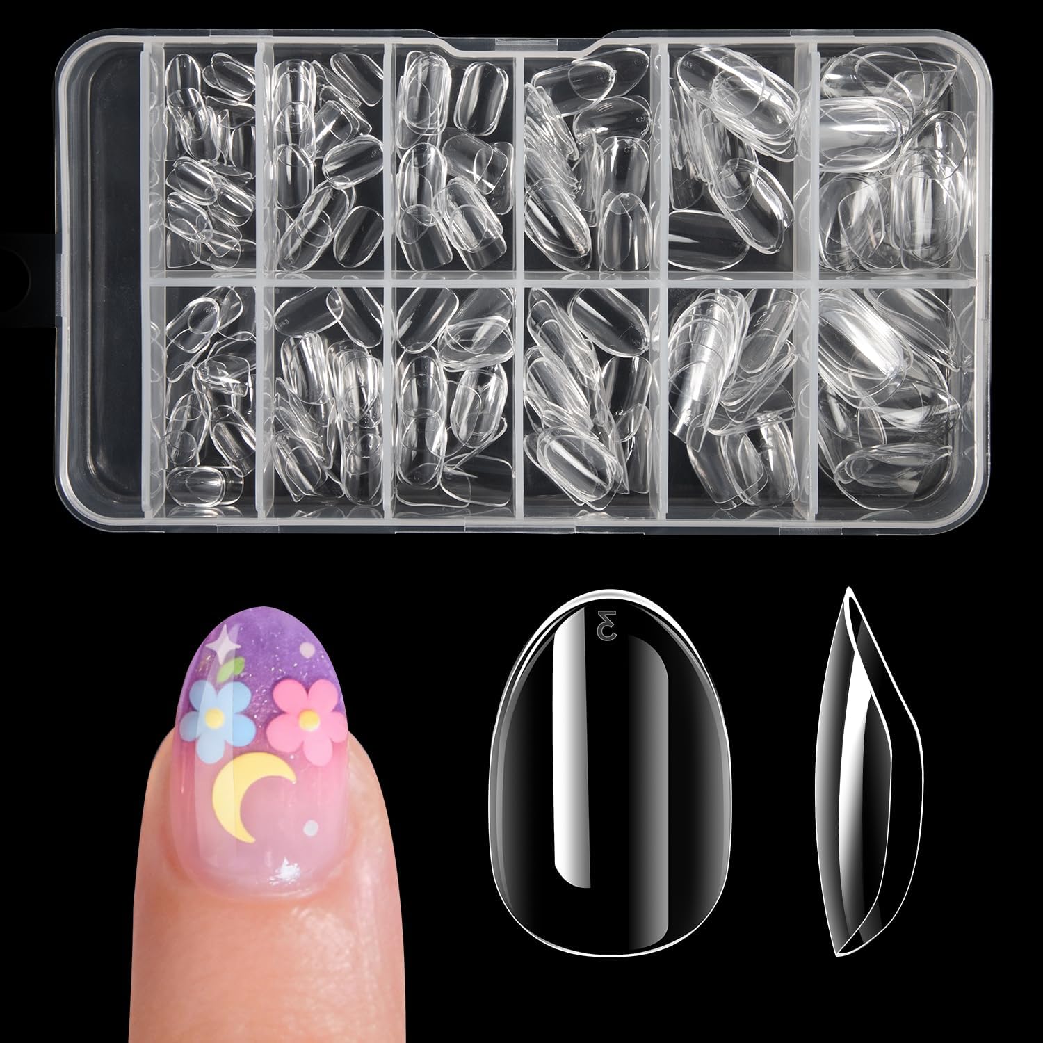Krofaue kids almond soft gel nail tips storage box