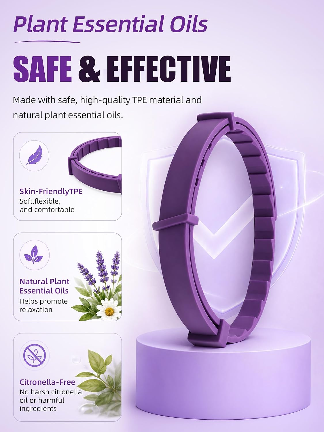 Natural lavender and chamomile ingredients used in anti stress pet collar