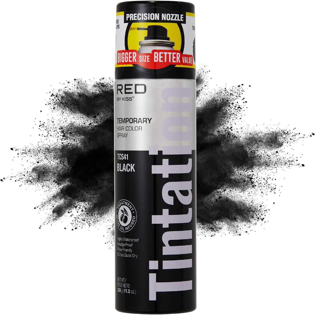 Red by Kiss Tintation temporary hair color spray black bottle front view