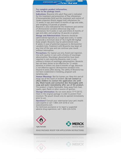 Bravecto cat flea and tick treatment packaging details
