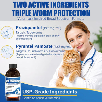 VetaCare broad spectrum liquid dewormer for kittens two to sixteen pounds close up