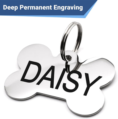 GoTags regular size bone shaped personalized pet ID tag for active dogs