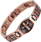 Jecanori Pure Copper Magnetic Bracelet front view featuring cross design links.