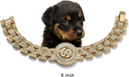 Alloy material cuban link chain for small dogs laid flat on a neutral background.